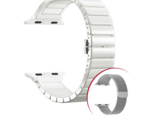 Комплект ремешков Lyambda Libertas для Apple Watch 38/40 mm: керамический + нержавеющая сталь, белый