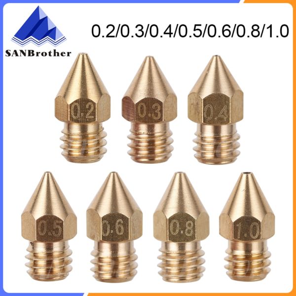 Купить 5Pcs 3D Printer Brass Copper Nozzle Mixed Sizes 0.2/0.3/0.4/0.5/0.6/0.8/1.0 Extruder Print Head For 1.75MM MK8 Makerbot цена вас порадует