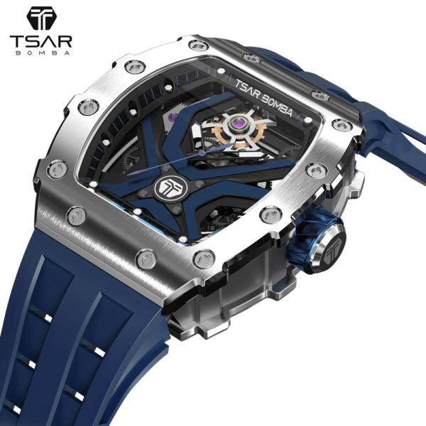 Купить TSAR BOMBA Mens Automatic Watches Top Brand luxury Mechanical wristWatch Tonneau Design Stainless Steel Waterproof Stylish Gift цена вас порадует