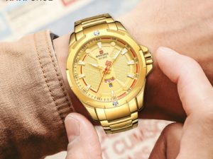 Купить NAVIFORCE Luxury Men's Sports Watches Waterproof Stainless Steel Analog Quartz Wristwatch Fashion Business Gold Watches for Men цена вас порадует