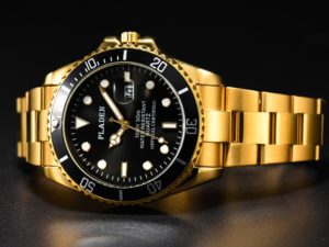 Купить PLADEN Male Watch 18K Gold Sapphire Glass 44mm Gold Men's Watches 30M Waterproof Luxurious Dive Man Watch Gift relogio masculino цена вас порадует