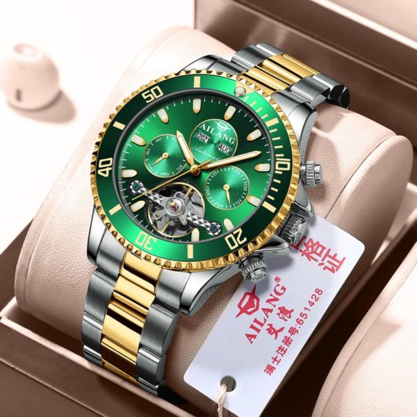 Купить Brand Ailang watch men's automatic winding mechanical watch stainless steel waterproof fashion business men's watch 2021 new цена вас порадует