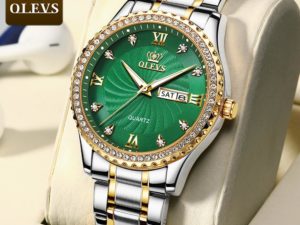 Купить OLEVS Men's Watch Fashion Temperament Gold Diamond Clock Dial Business Watch Waterproof Calendar Sports Watch цена вас порадует