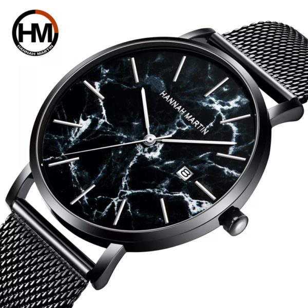 Купить Japan Quartz Calendar Wristwatch Fashion Black Marbling Stainless Steel Mesh Men's Ultra-Thin Waterproof Business Watch For Men цена вас порадует