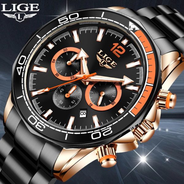 Купить 2021 LIGE Brand Mens Watches Luxury 316L Steel Quartz Clock Fashion Chronograph Date Waterproof Man Wristwatch Relogio Masculino цена вас порадует