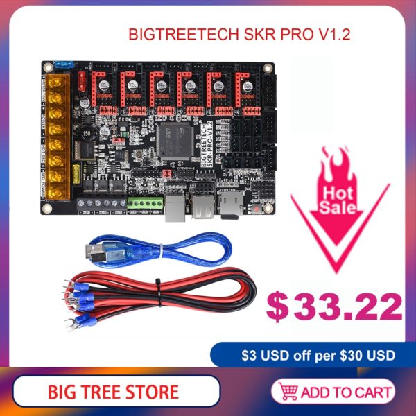 Купить BIGTREETECH SKR PRO V1.2 32bit MotherBoard 3D Printer Parts TMC2208 TMC2209 TMC2130 SPI MKS GEN L RAMPS 1.4 SKR V1.4 Skr2 Kossel цена вас порадует