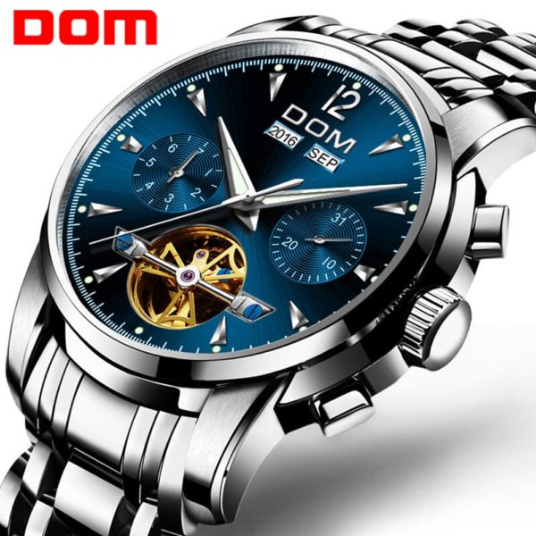 Купить DOM Tourbillon Watch Luxury Mens Watches Reloj Para Hombre Reloj Impermeable Quartz Wristwatch Relógio De Couro цена вас порадует