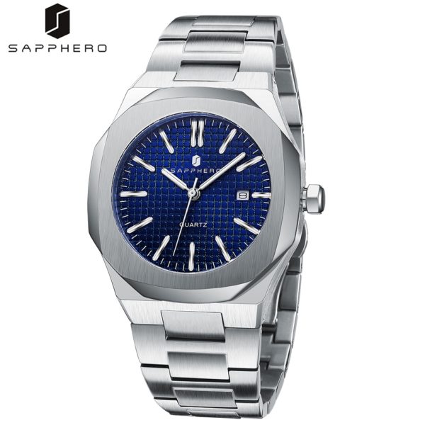 Купить SAPPHERO 2021 NEW Mens Watches with Stainless Steel Quartz Movement Waterproof 30M Luxury Casual Business Style Elegant Gift цена вас порадует