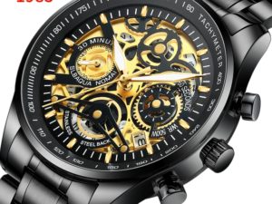 Купить Relogio Masculino NIBOSI Skeleton Mens Watches Top Brand Luxury Wristwatches for Men Waterproof Business Gold  Handsome Clock цена вас порадует