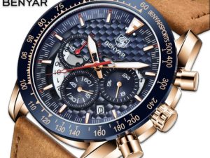 Купить BENYAR Top Brand New Men Watches Leather Strap Luxury Waterproof Sport Quartz Chronograph Military Watch Men Clock Reloj Hombre цена вас порадует