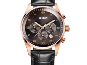 Купить DOM Mens Watches Sports Multifunctional Leather Watch Men's Waterproof Watch Calendar Stopwatch Chronograph Quartz Wristwatch цена вас порадует
