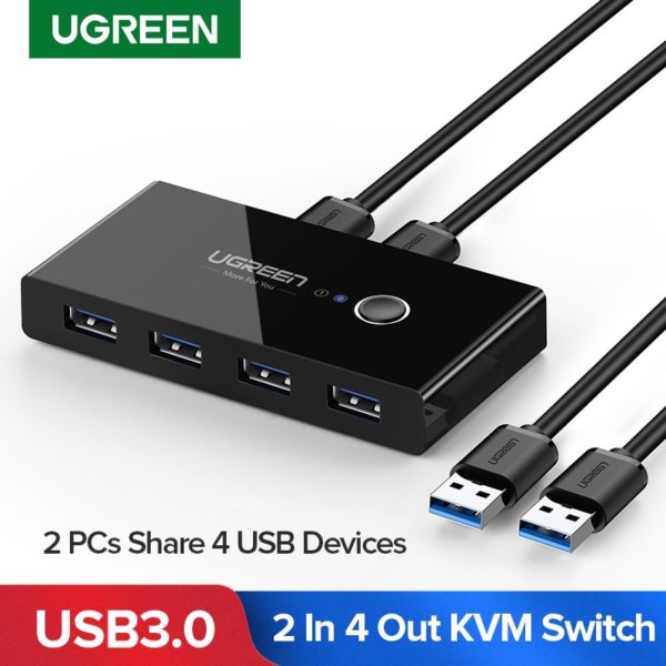 Купить Ugreen USB KVM Switch USB 3.0 2.0 Switcher for Keyboard Mouse Printer Xiaomi Mi Box 2 Port Sharing 4 Device USB Power USB Hub цена вас порадует