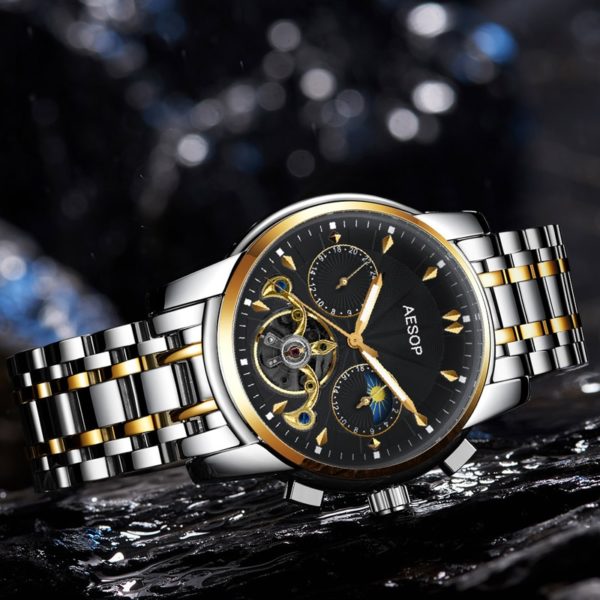 Купить Aesop Sapphire Glass Automatic Watch Men Top Brand Luxury Full Steel Sport Mechanical Watch Fashion Men Watch Relogio Masculino цена вас порадует