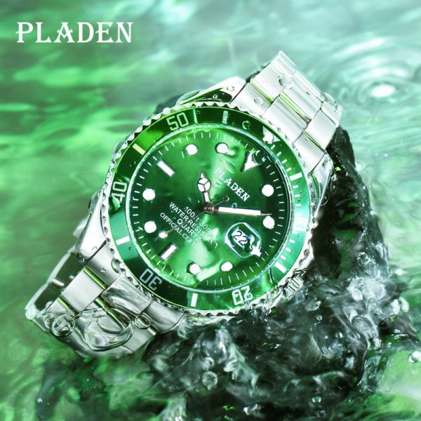 Купить PLADEN Top Brand Luxury Watch For Men Green Quartz Watch Relogio Masculino Business Dress Waterproof Wristwatch for Men Gifts цена вас порадует