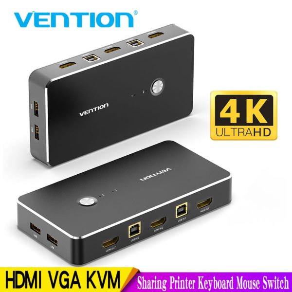 Купить Vention HDMI KVM Switch 2 Port 4K USB Switch KVM VGA Switcher for Sharing Printer Keyboard Mouse TV KVM Spliiter Switch HDMI VGA цена вас порадует