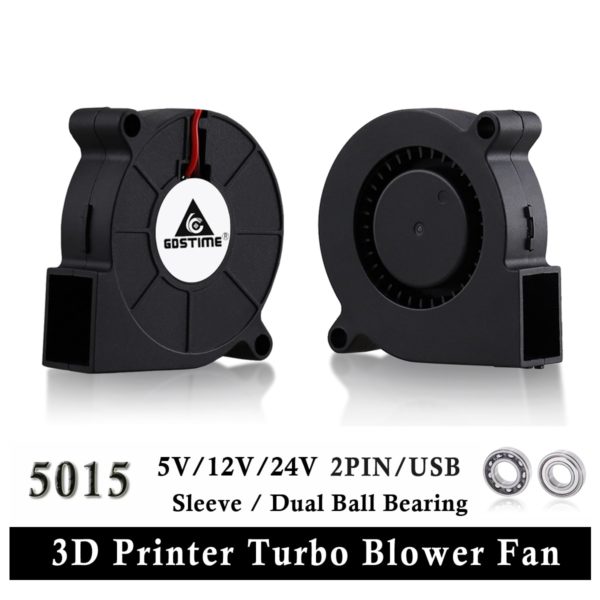 Купить 2PCS 5015 DC 12V 24V 5V Ball Bearing 2Pin USB Brushless Radial Turbo Blower Fan 5cm 50mm 50x15mm Case Cooling Fan for 3D Printer цена вас порадует