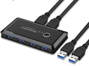 Купить USB KVM Switch Box USB 3.0 2.0 Switcher 2 Port PCs Sharing 4 Devices for Keyboard Mouse Printer Monitor with 2 USB Cable цена вас порадует