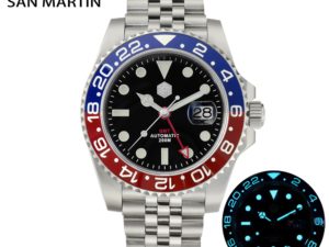Купить San Martin GMT Luxury Men Watch Jubilee Bracelet Bidirectional Ceramic Bezel Sapphire Cyclops Waterproof 20Bar BGW-9 Luminous цена вас порадует