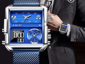 Купить 2021 LIGE Mens Watches Sport Quartz Digital Square Watch Luxe Chronograph Male Waterproof Wristwatch Clock Relogio Masculino+Box цена вас порадует