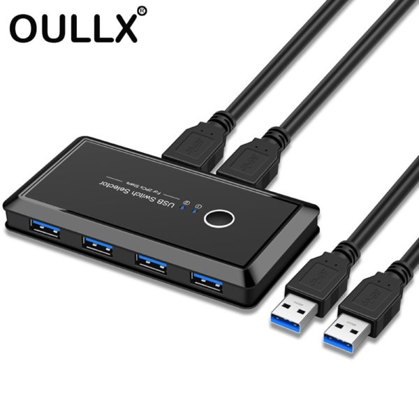 Купить OULLX KVM Switch USB 3.0 Switch Selector 2 Port PCs Sharing 4 Devices USB 2.0 for Keyboard Mouse Scanner Printer Kvm Switch Hub цена вас порадует
