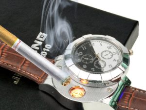 Купить Mens Quartz watch Lighter Rechargeable USB Electronic Cigarette lighter Flameless Men's gifts leather strap F667 male clock 1pcs цена вас порадует