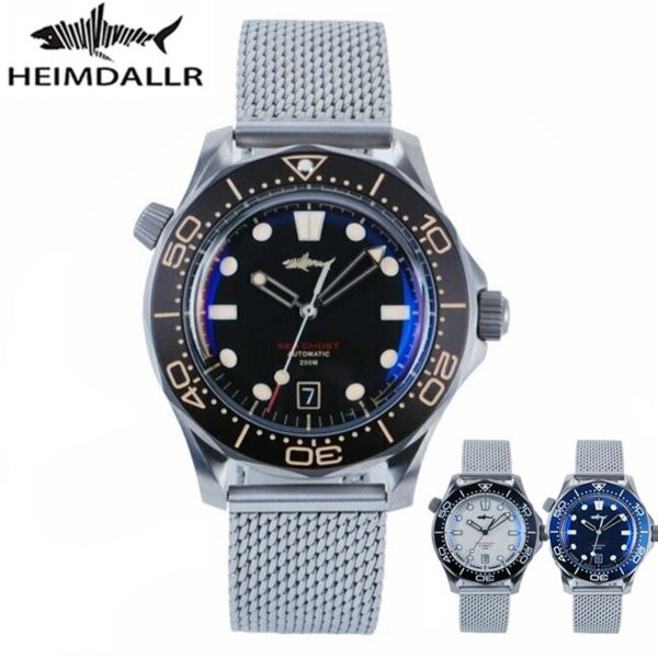 Купить HEIMDALLR Diving Watch NH35 Automatic Mechanical C3 Luminous Black Blue White Dial Titanium Sea Ghost 200M Steel Nylon Band NTTD цена вас порадует