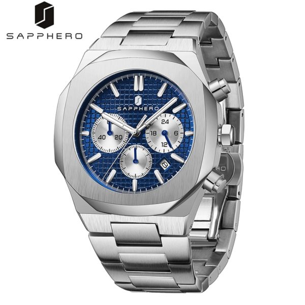 Купить SAPPHERO Mens Watches with Stainless Steel Chronograph Quartz Movement Waterproof 30M Luxury Casual Business Style Elegant Gift цена вас порадует