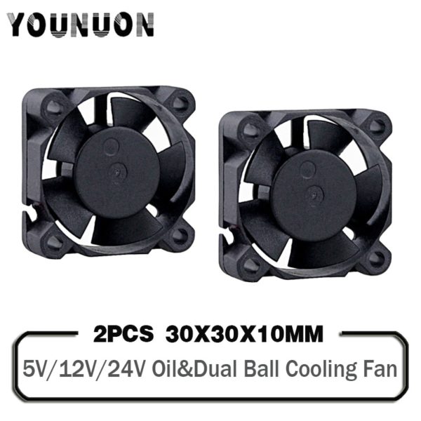 Купить 2 Pieces 3d printer fan 3010 30MM 30*30*10MM 3cm Graphics card fan Cooling fan 5V 12V 24V with 2pin sleeve&dual ball цена вас порадует