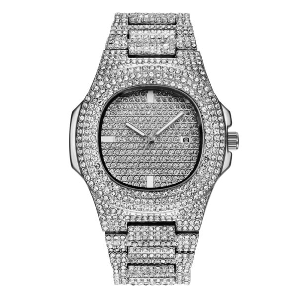Купить CURDDEN Mens Brand Luxury Watches Hip Hop Fashion Alloy Band Full Diamond Date Quartz Wristwatches Montres de Marque de Luxe цена вас порадует