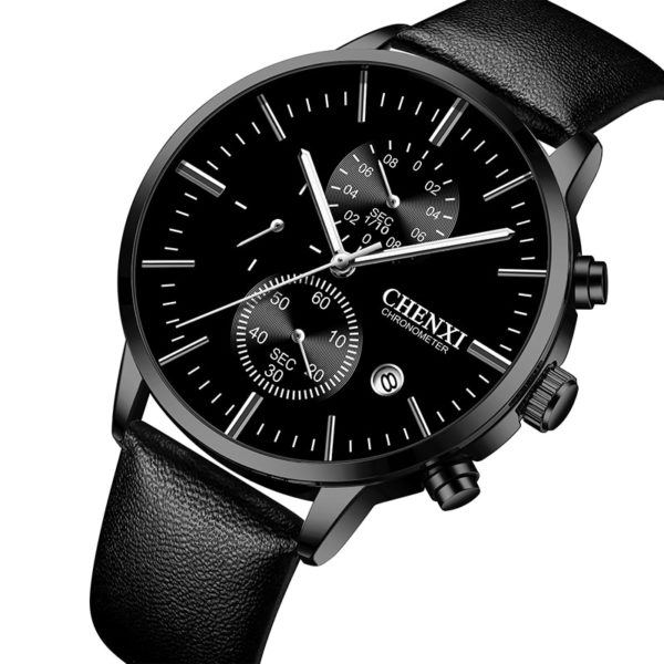 Купить 2021 Fashion Mens Watches Waterproof Casual Watches Men Leather Multifunction Chronograph Quartz Watch For Men New reloj hombre цена вас порадует
