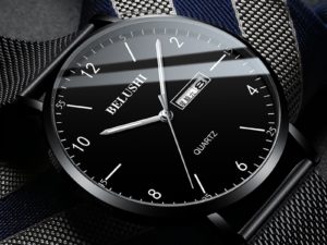 Купить 2021 New Men's Watch Business Casual Quartz Watch Waterproof Luminous Leather Mesh Strap Fashion Watch WA09 цена вас порадует
