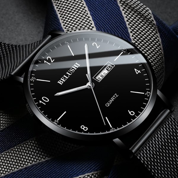 Купить 2021 New Men's Watch Business Casual Quartz Watch Waterproof Luminous Leather Mesh Strap Fashion Watch WA09 цена вас порадует