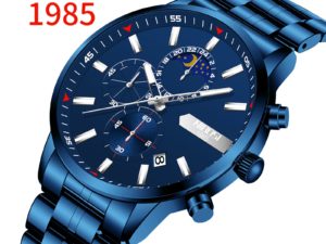 Купить NIBOSI 2021 New Man Watch Blue Stainless Steel Waterproof Luxury Wristwatch Luminous Star Sun Moon Auto Date Business Watch цена вас порадует