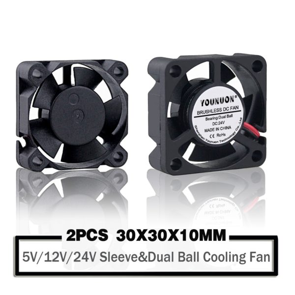 Купить 2 Pieces Dual Ball Bearing DC 24V 12V 5V 3cm 30mm 30x30x10mm 3010 Brushless Mini Cooler Cooling Fan 3D Printer Cooler Fan цена вас порадует