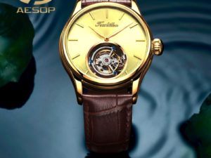 Купить AESOP Men Automatic Watch Sapphire Luxury Mechanical Wristwatch Leather 100M Waterproof Tourbillon Watch Men Relogio Masculino цена вас порадует