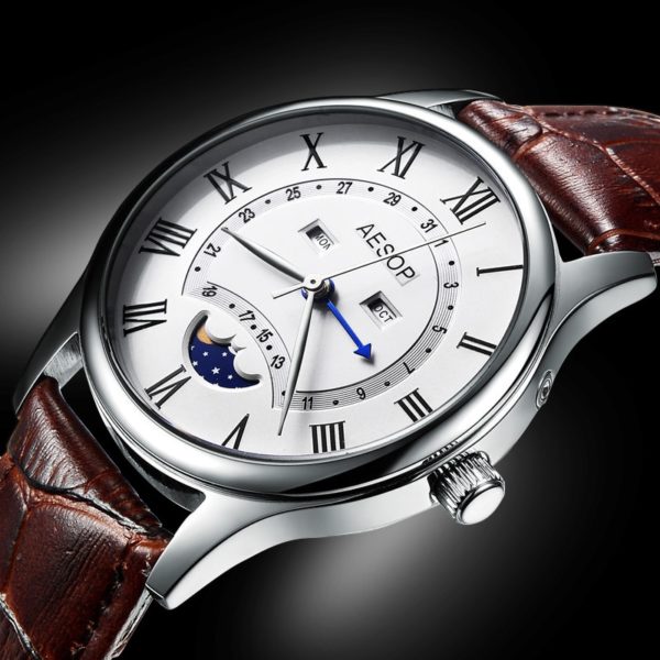 Купить Aesop 2021 Moon Phase Automatic Luxury Top Brand Sapphire Crystal Watches Mechanical Watch Men  Wrist Watch Relogio Masculino цена вас порадует