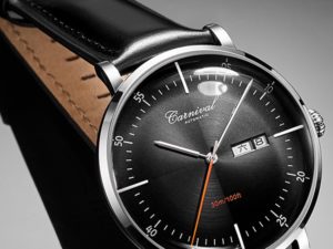 Купить CARNIVAL Curved Synthetic Sapphire Automatic Watch Men Top Brand Luxury Waterproof Leather Business Sport Mechanical Wristwatch цена вас порадует