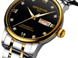 Купить KINGNUOS 2020 high-end fashion Roman numerals men's dual calendar week display multi-function steel belt waterproof watch цена вас порадует