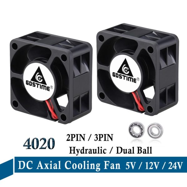Купить New 40mm x 20mm 3D Printer Fan DC 24V 12V 5V 4020 4cm 1.57inch Computer Case Cooling Fan Ball Bearing 2PIN 3PIN Axial Cooler Fan цена вас порадует