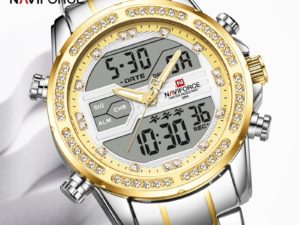 Купить NAVIFORCE Men's Gold Watch Luxury Business Quartz Wristwatch Military Sport Chronograph Watch Waterproof Clock Relogio Masculino цена вас порадует