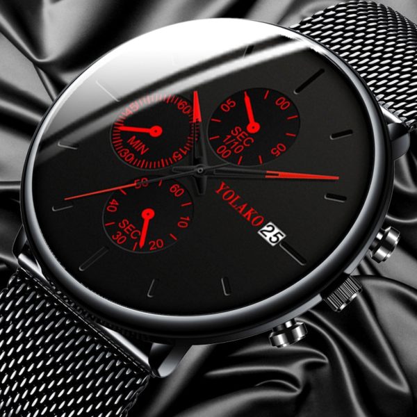 Купить Men's Fashion Watch Stainless Steel Mesh Belt Calendar Quartz Sport Watches Business Casual Watch for Man Clock Montre Homme Top цена вас порадует