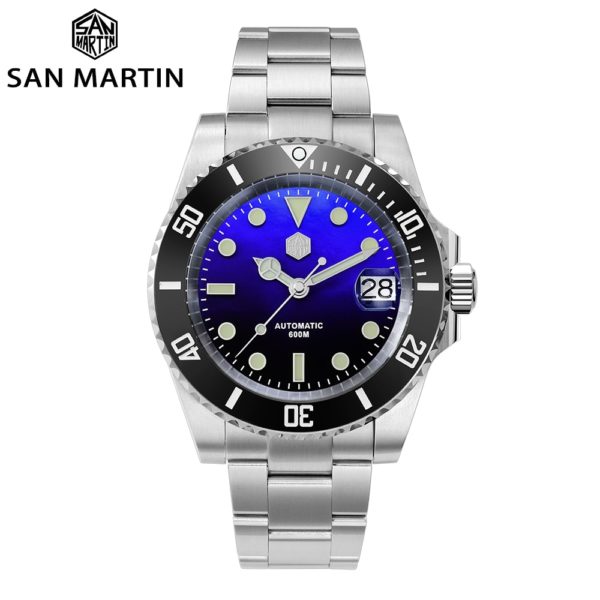 Купить San Martin Diver Water Ghost MOP 60Bar Helium Device Luxury Sapphire Men Automatic Mechanical Watch Ceramic Bezel Lume Date цена вас порадует