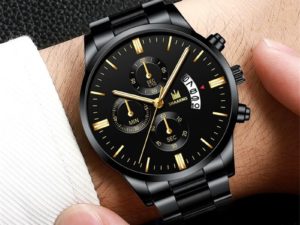 Купить SHAARMS Mens Watches Stainless Steel Metal Strap Fashion Calendar Chronograph Quartz Watches Luxury Business Sport Clock цена вас порадует