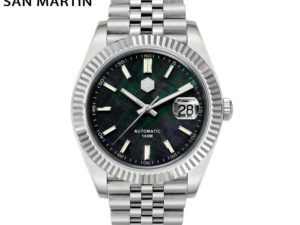 Купить San Martin Men Dress Watch Jubilee Bracelet Retro Classic Luxury Automatic Mechanical Watches Sapphire Cyclops Waterproof 100M цена вас порадует