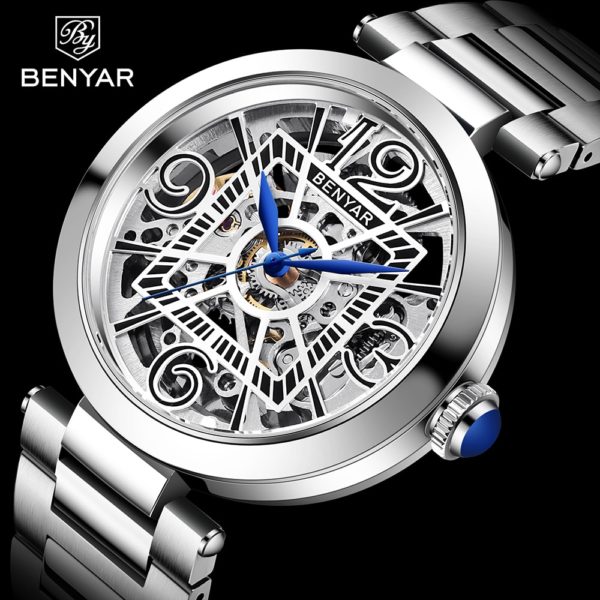 Купить Benyar New 2021 Men Mechanical Watch Luxury Stainless Steel Automatic Watch Men's Fashion Sports Waterproof Clock Watch For Men цена вас порадует
