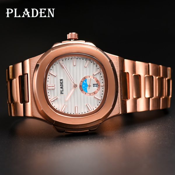 Купить PLADEN Brand Men Watches Quartz Full Stainless Steel 30M Waterproof Watch Men Rose Gold Luxury Business Sport Classic Wristwatch цена вас порадует