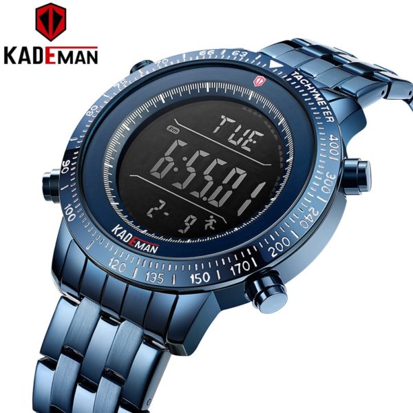 Купить KADEMAN Watches Mens 2021 TOP Brand Luxury Men's Watch Digital Watch Men Sport Running Step Counter Steel LED Militar Wristwatch цена вас порадует