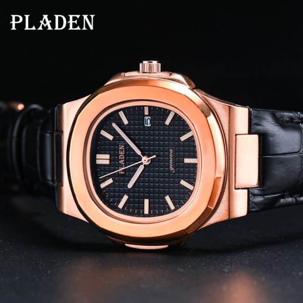 Купить PLADEN Top Brand New Black Genuine Leather Strap Watch Men Quartz Wristwatch Luxury Sapphire Glass Sports Watch Men Relogio цена вас порадует