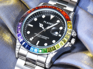 Купить PLADEN Men's Silver Quartz Watches Luxury AAA Color Wristwatch Square Diamond Anti-Shock Cool Luminous Clock Sport Modern Montre цена вас порадует