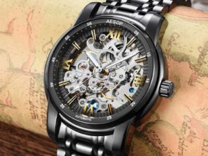 Купить Aesop Tourbillon Mens Watch Top Brand Luxury Belt Watch Men Automatic Mechanical Wristwatch Skeleton Sport Clocks Reloj Hombre цена вас порадует